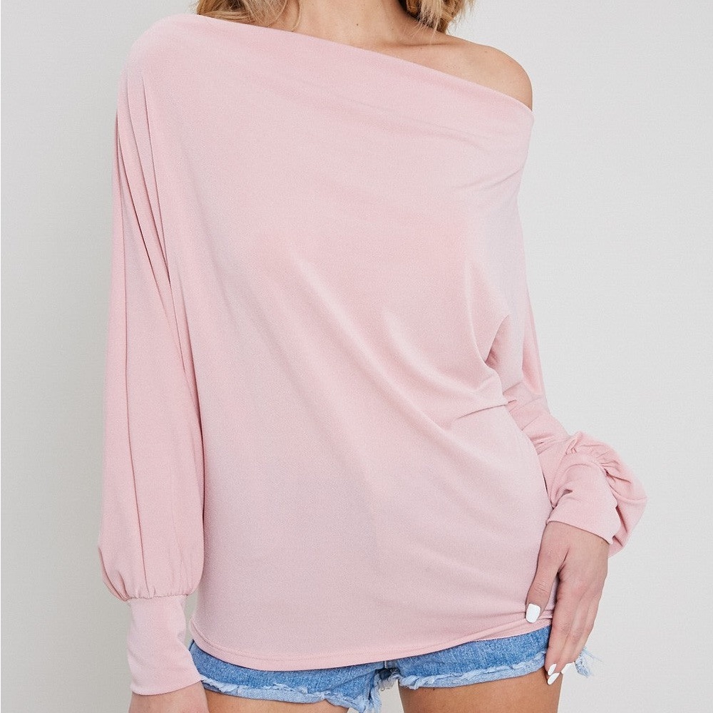 Off The Shoulder Top - Pale Pink